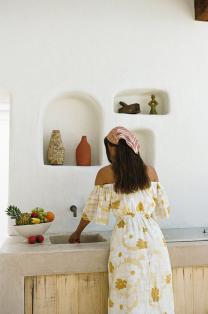 Off Shoulder Nalu Midi Dress - Yellow