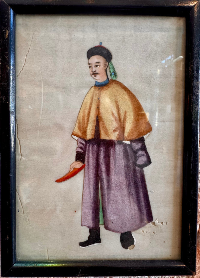 Pair of Royalty Pith Paintings - Black Frames.