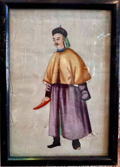 Pair of Royalty Pith Paintings - Black Frames.