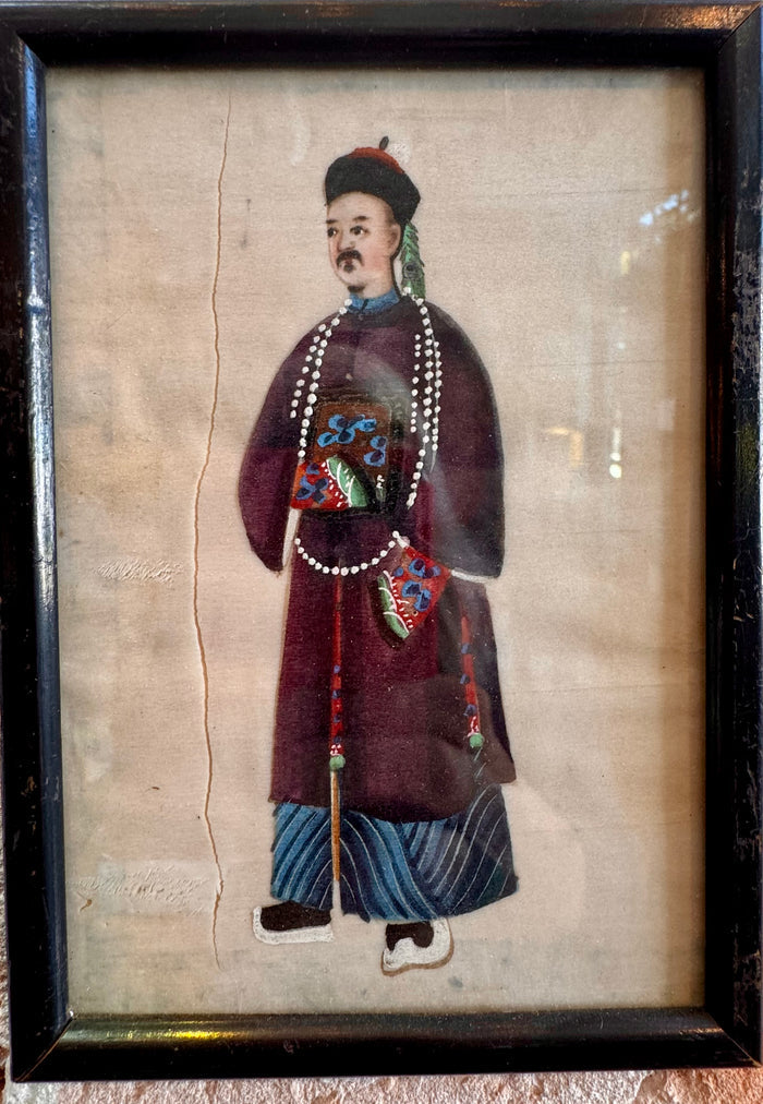 Pair of Royalty Pith Paintings - Black Frames.