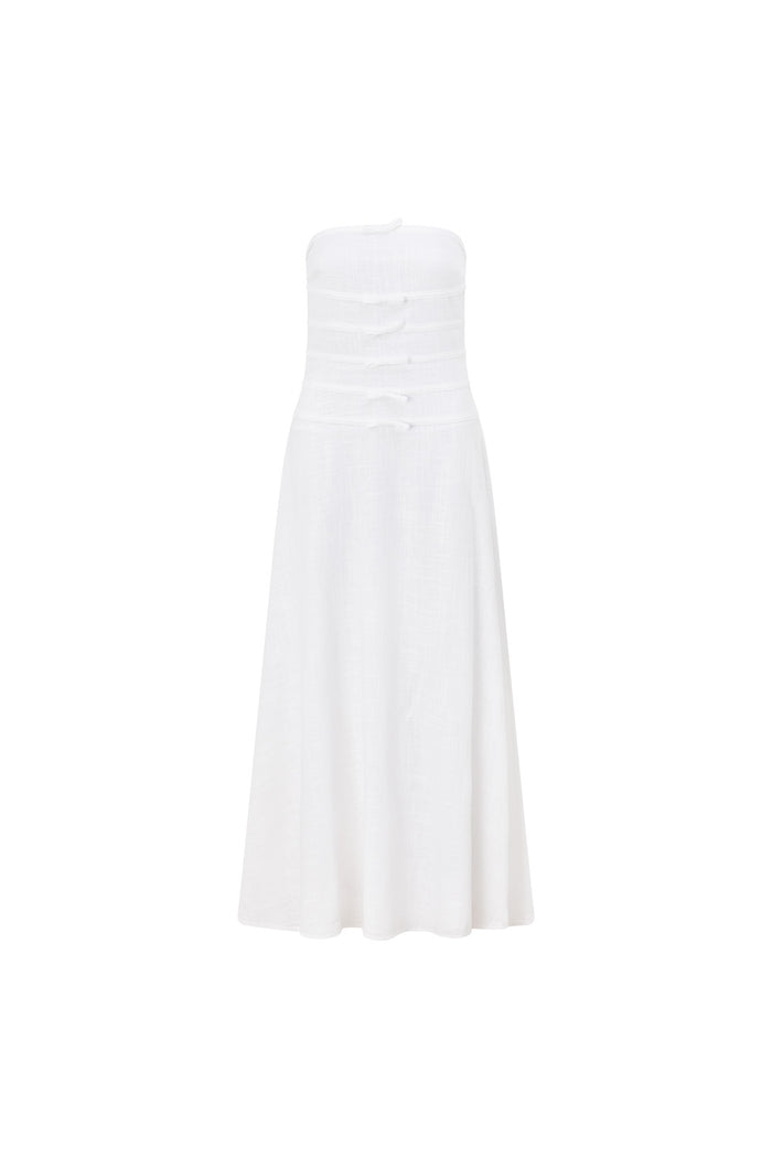 Bridal White Strapless Bow Palais Maxi Dress