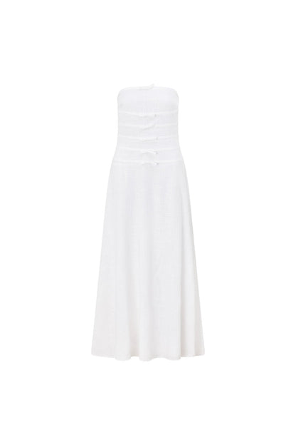 Bridal White Strapless Bow Palais Maxi Dress