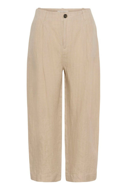 Part Two 30310444 NettasPW Neutral Pinstripe Trousers by Part Two available to shop at Dotique in a beige pinstripe design