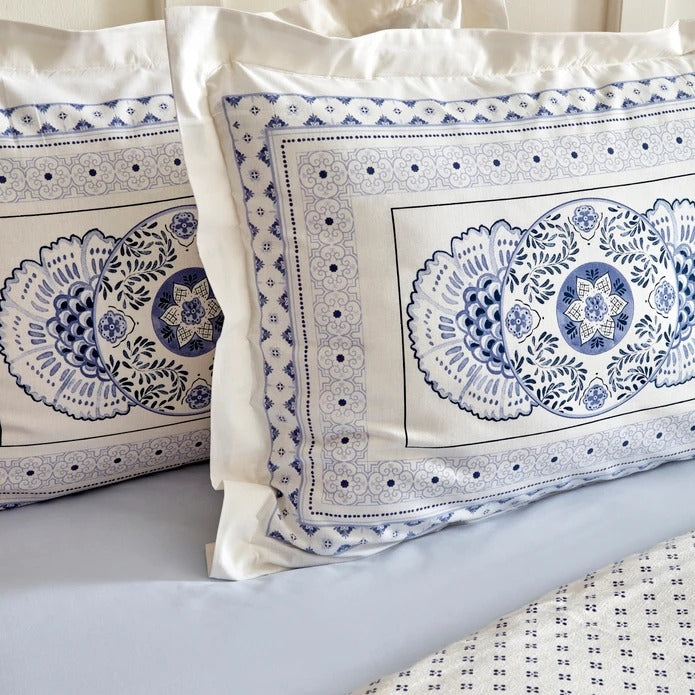 Parure de Lit Simple Karaca Home Amar Bleu 100 % Coton