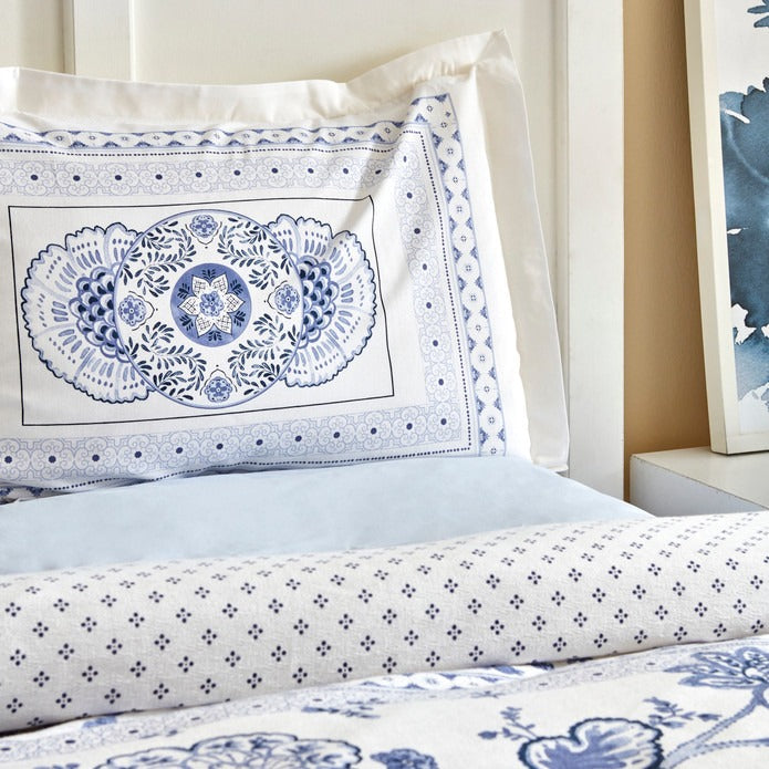 Parure de Lit Simple Karaca Home Amar Bleu 100 % Coton