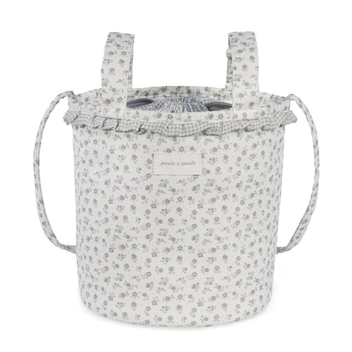 Pasito a Pasito - Bucket Bag - Little Bloom Flowers Grey - Mabel & Fox