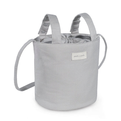Pasito a Pasito - Bucket Bag - Little Bloom Vichy Grey - Mabel & Fox