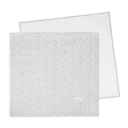 Pasito a Pasito - Muslin Cloth Set - Little Bloom Flowers Grey (2 Pack) - Mabel & Fox