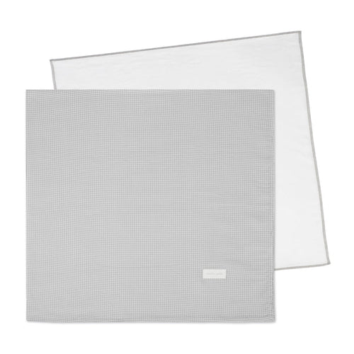 Pasito a Pasito - Muslin Cloth Set - Little Bloom Vichy Grey (2 Pack) - Mabel & Fox