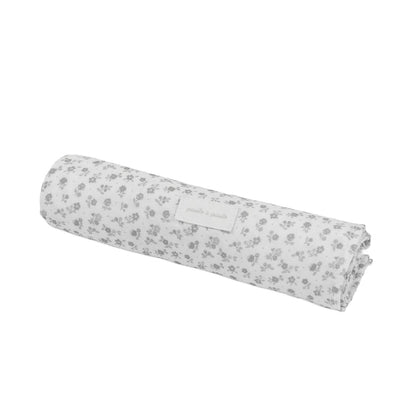 Pasito a Pasito - Muslin Swaddle - Little Bloom Flowers Grey - Mabel & Fox