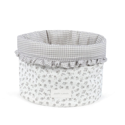 Pasito a Pasito - Organiser Basket - Little Bloom Flowers Grey - Mabel & Fox