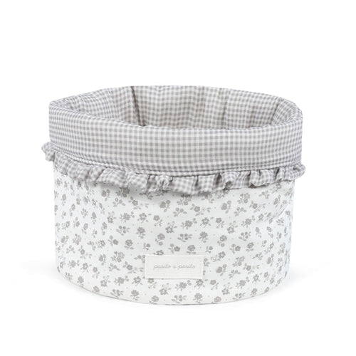 Pasito a Pasito - Organiser Basket - Little Bloom Flowers Grey - Mabel & Fox