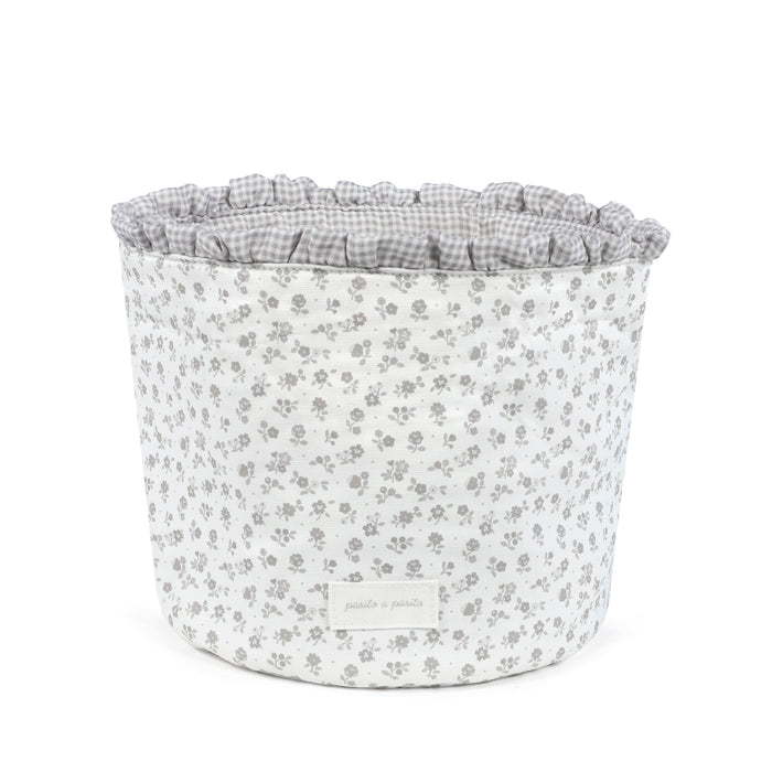 Pasito a Pasito - Organiser Basket - Little Bloom Flowers Grey - Mabel & Fox