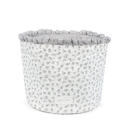 Pasito a Pasito - Organiser Basket - Little Bloom Flowers Grey - Mabel & Fox