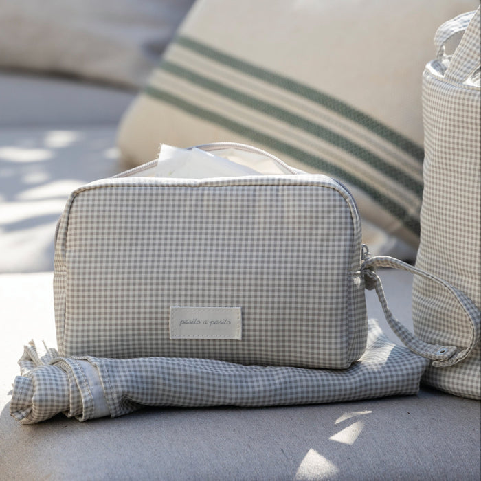 Pasito a Pasito - Toiletry Bag - Little Bloom Vichy Grey - Mabel & Fox