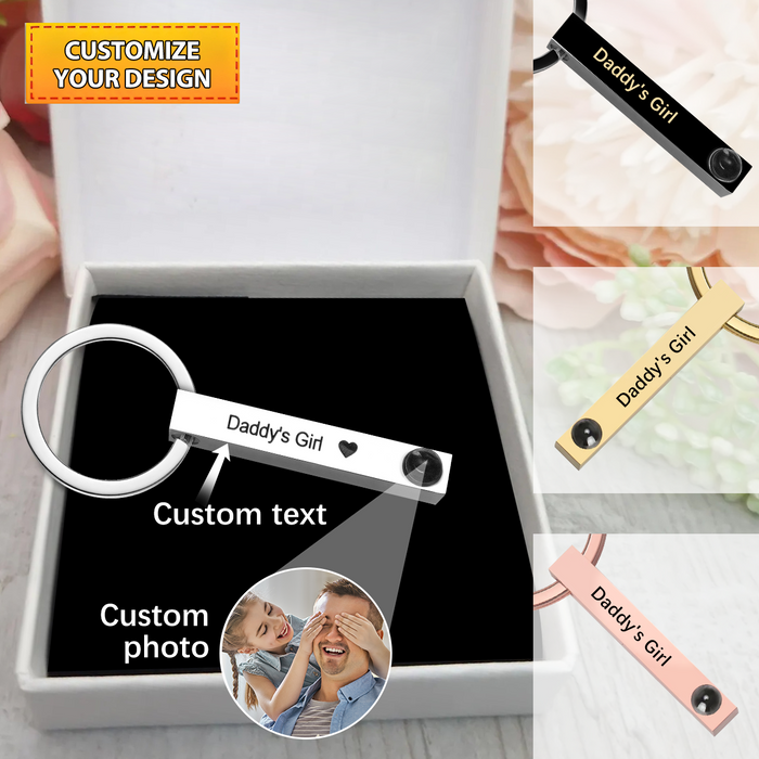 Personalized Projection Photo Keychain, Best Gift for Him Dad