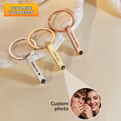 Personalized Projection Photo Keychain, Best Gift for Him Dad