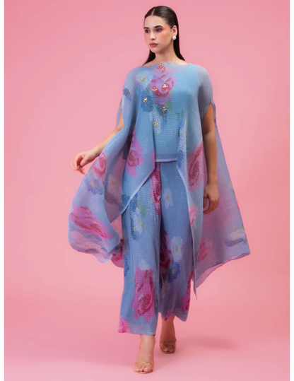 Petals Moonlit Blue Kaftan Set