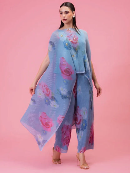 Elegant moonlit blue kaftan outfit