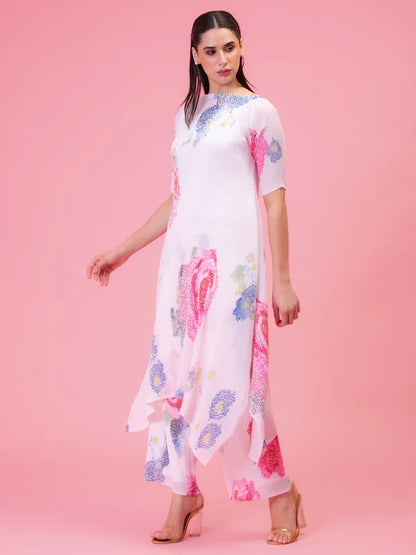 Designer Petals Poetry Ivory Kurta Set