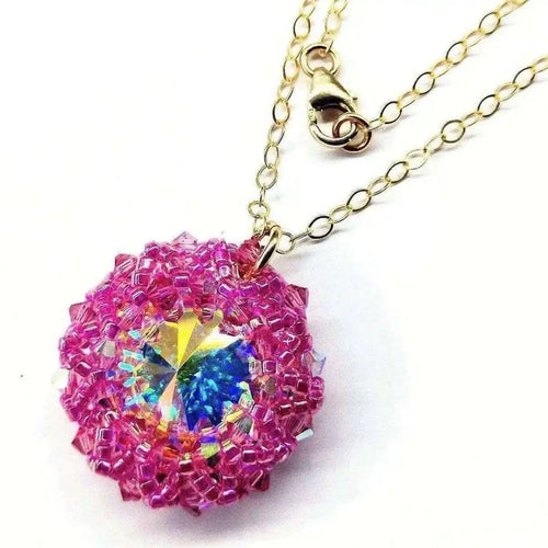 AMD1015 Pink Beaded Super Sparkly Rivoli Crystal NecklaceJewelryNecklace$ 94.00Alexa Martha Designs