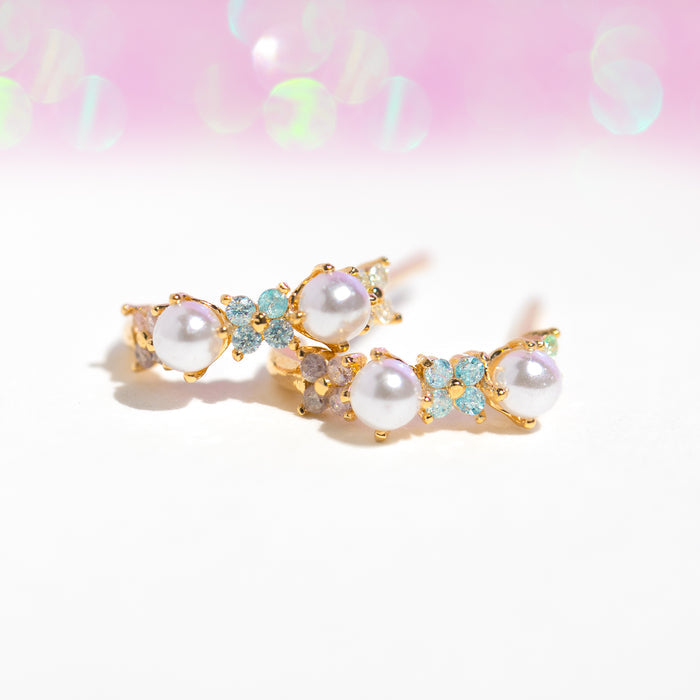 Pink Pearl Hoops