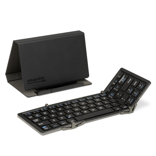 Plugable BT-KEY3 foldable Bluetooth keyboard with included folding stand.