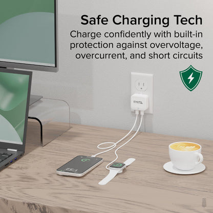 Plugable PS-40C2W charger features built-in protection against overvoltage, overcurrent, and short circuits.