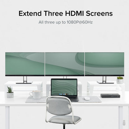 UD-768PDZ docking station extends three HDMI screens, each supporting up to 1080P at 60Hz.