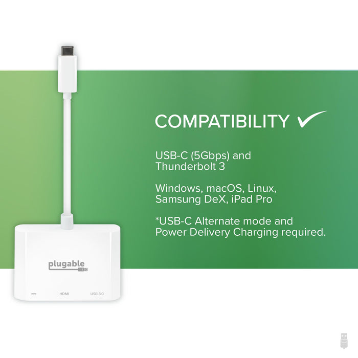 USBC-MD101 compatibility: USB-C (5Gbps), Thunderbolt 3, Windows, macOS, Linux, Samsung DeX, iPad Pro. Requires Alt Mode.