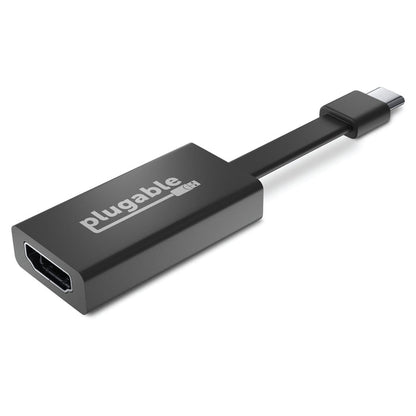 Plugable USB-C to HDMI adapter with a male USB-C connector and a female HDMI port.