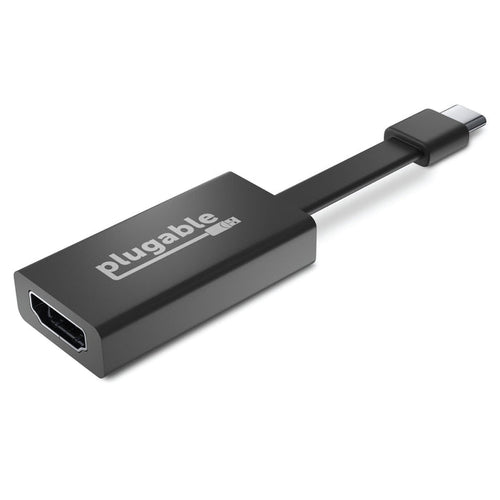 Plugable USB-C to HDMI adapter with a male USB-C connector and a female HDMI port.