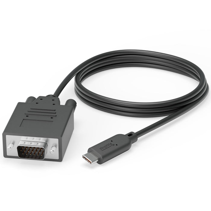 Plugable USBC-VGA-CABLE featuring a USB-C connector on one end and a VGA male connector on the other.