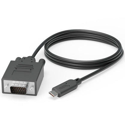 Plugable USBC-VGA-CABLE featuring a USB-C connector on one end and a VGA male connector on the other.
