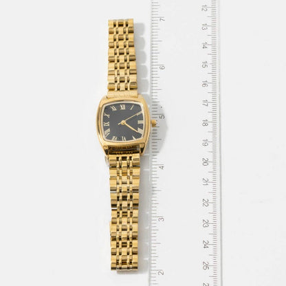 Polished Metallic Band Bold Cushion Square Watch
