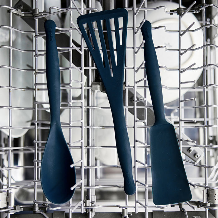 Silicone roasting scoop in Oxford Blue, single piece, with a smooth finish and sturdy handle.