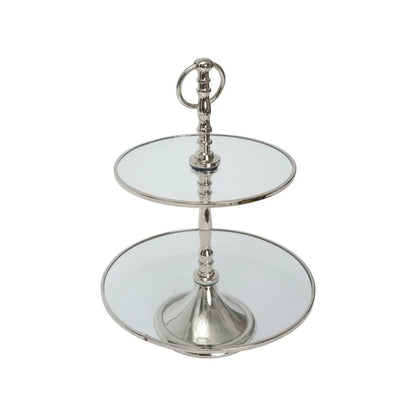 Présentoir à gâteaux décoratif Line à 2 niveaux, 25 cm, argenté