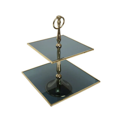 Présentoir â Gâteaux Line Décoratif À 2 Niveaux, 25 cm, doré