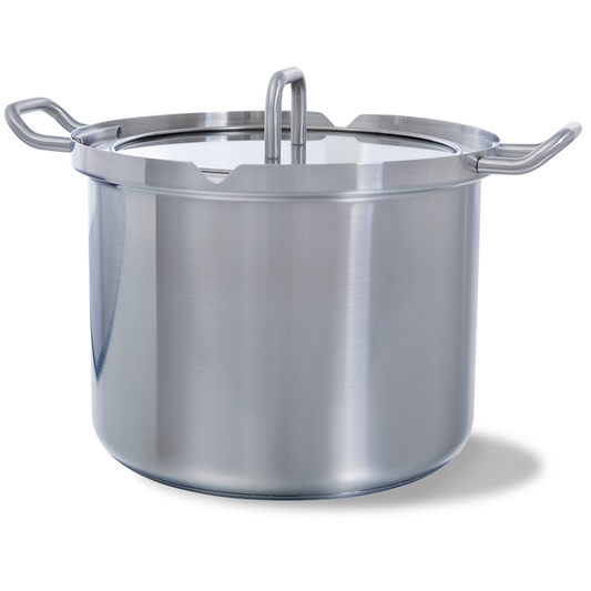 Q-linair Master Glas soeppan 24 cm 7 liter zilver vooraanzicht