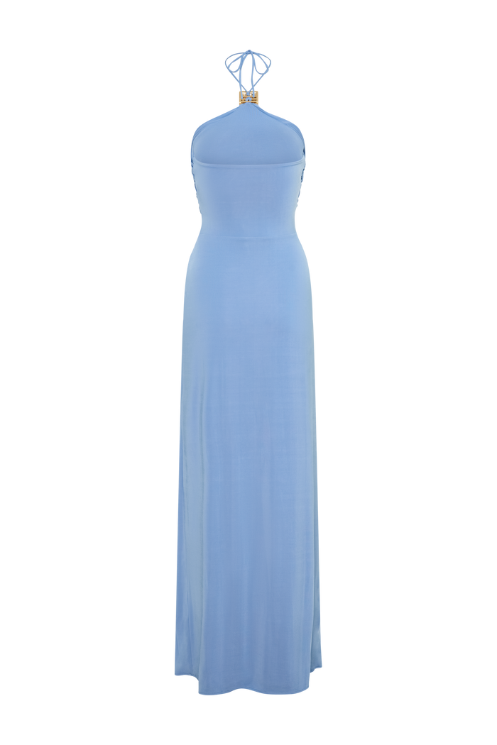 Quincy Halter Maxi Dress With Hardware - Cornflower Blue