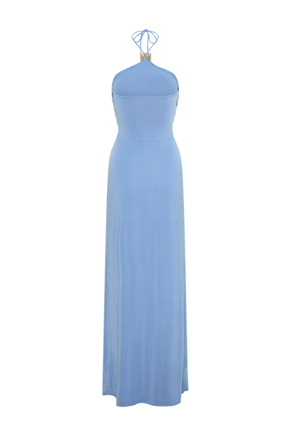 Quincy Halter Maxi Dress With Hardware - Cornflower Blue