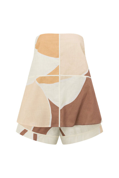 Brown Sable Floral Print Strapless Ria Playsuit