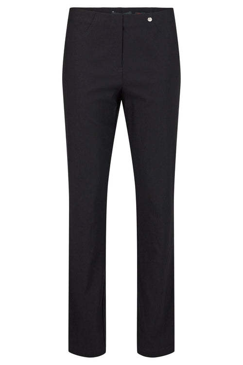 Robell Bella black fleece-lined winter trousers with slim fit, elasticated waistband and 73cm inside leg.