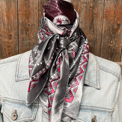 Grey Red & Pink Paisley