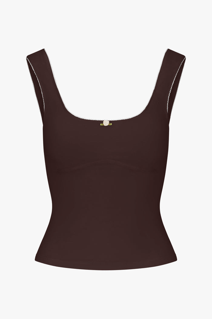 ROMANTIC TOP IN MOCHA