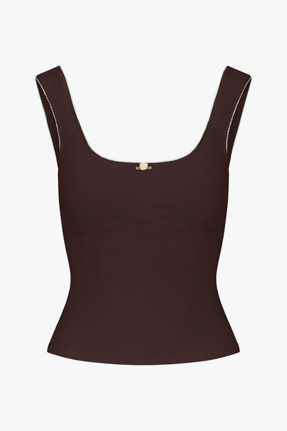 ROMANTIC TOP IN MOCHA