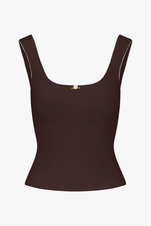 ROMANTIC TOP IN MOCHA