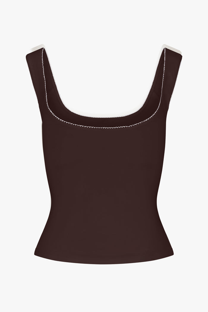 ROMANTIC TOP IN MOCHA