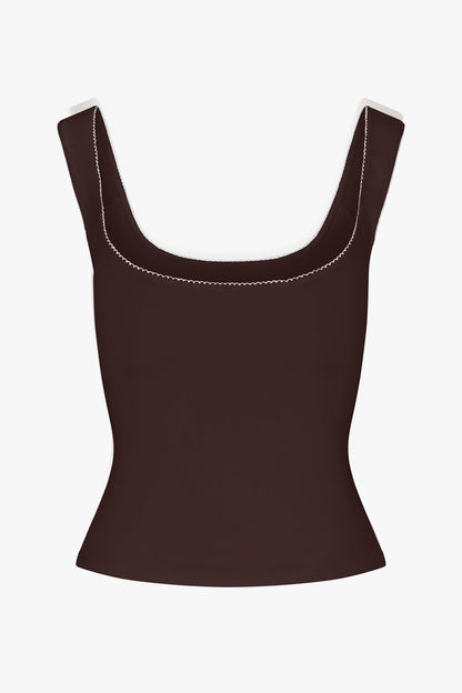 ROMANTIC TOP IN MOCHA