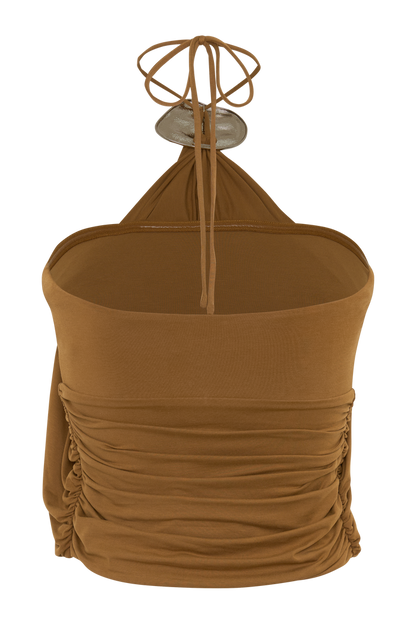 Sade Halter Top With Hardware - Caramel